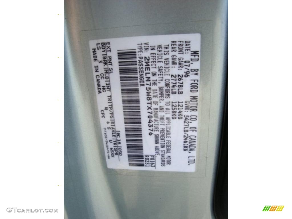 1996 Grand Marquis Color Code LS for Light Willow Green Metallic Photo #30282797