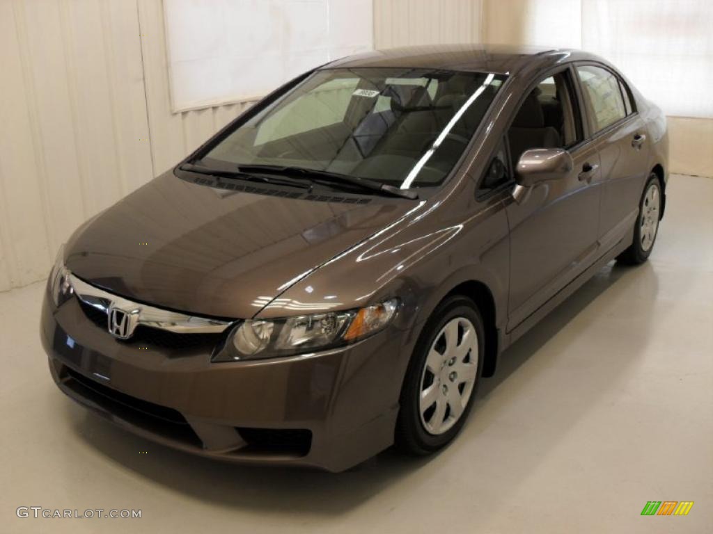 2010 Civic LX Sedan - Urban Titanium Metallic / Beige photo #1