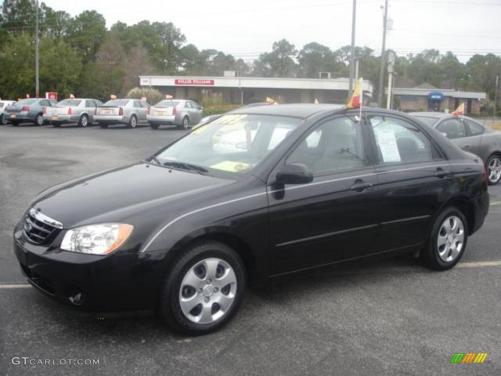 2006 Spectra LX Sedan - Ebony Black / Gray photo #1