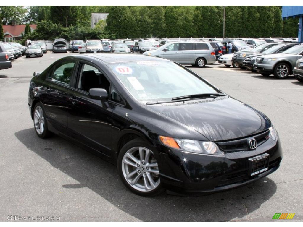 2007 Civic Si Sedan - Nighthawk Black Pearl / Black photo #3