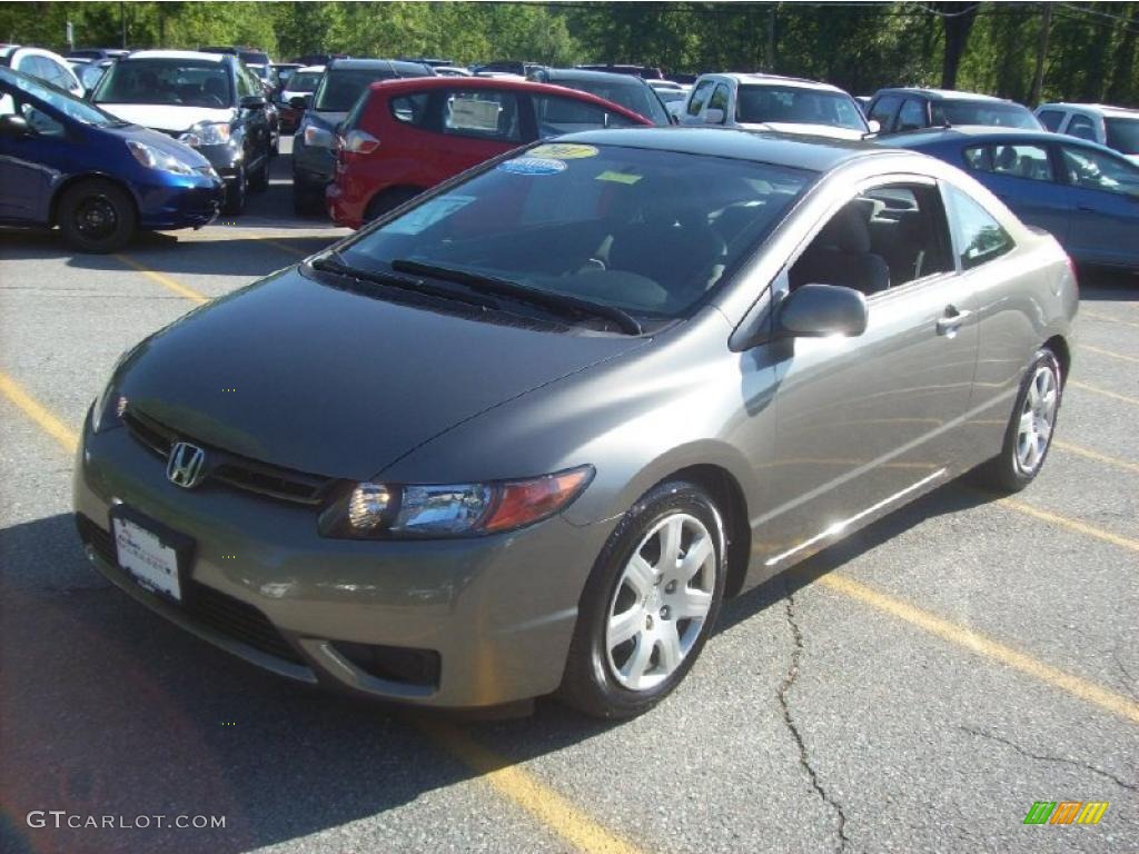 2007 Civic LX Coupe - Galaxy Gray Metallic / Gray photo #21