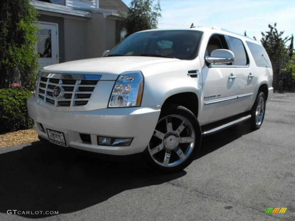 2007 Escalade ESV AWD - White Diamond / Cocoa/Light Cashmere photo #1