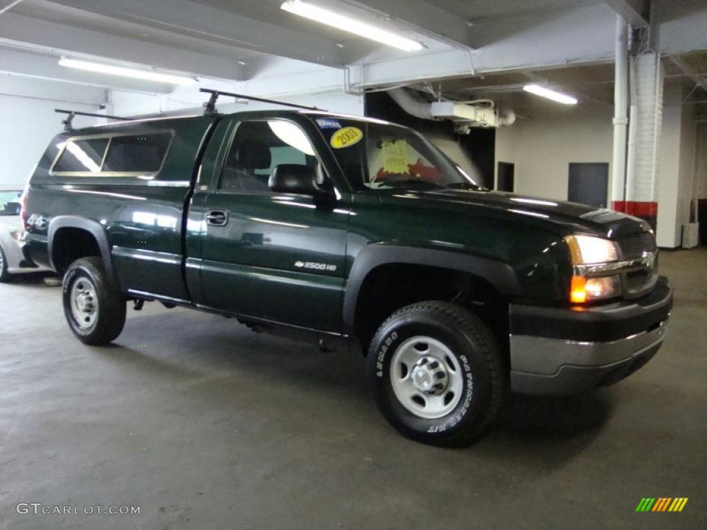 2003 Silverado 2500HD LS Regular Cab 4x4 - Dark Green Metallic / Dark Charcoal photo #6