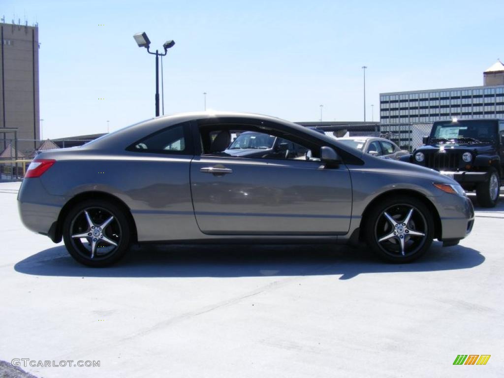 2007 Civic LX Coupe - Galaxy Gray Metallic / Gray photo #4