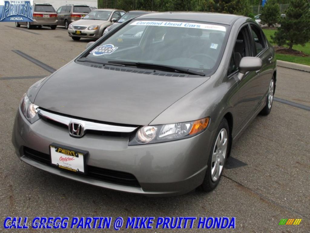 2007 Civic LX Sedan - Galaxy Gray Metallic / Gray photo #3