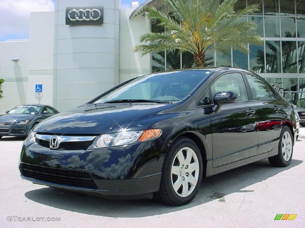 2008 Civic LX Sedan - Nighthawk Black Pearl / Gray photo #1