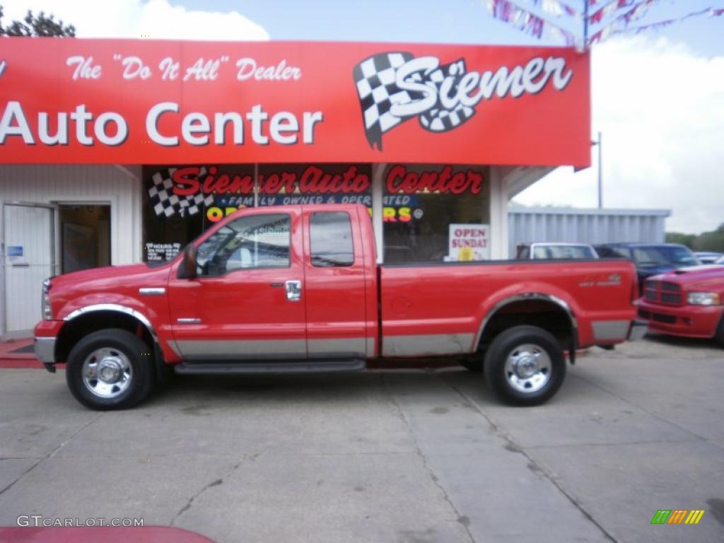 2005 F350 Super Duty Lariat SuperCab 4x4 - Red / Tan photo #1