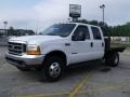 2000 Oxford White Ford F350 Super Duty Lariat Crew Cab 4x4 Dually Flat Bed  photo #1