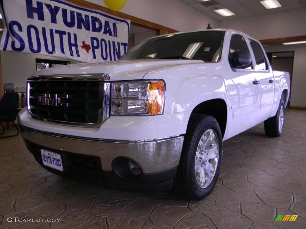 2008 Sierra 1500 SLE Crew Cab - Summit White / Dark Titanium photo #1