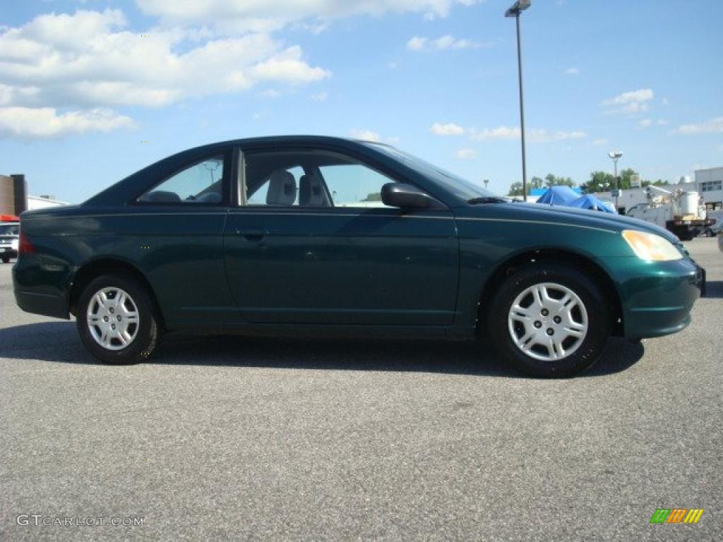 2002 Civic LX Coupe - Clover Green Metallic / Beige photo #5