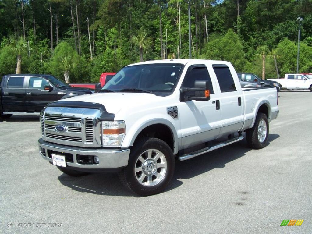 2008 F250 Super Duty Lariat Crew Cab 4x4 - Oxford White / Medium Stone photo #1