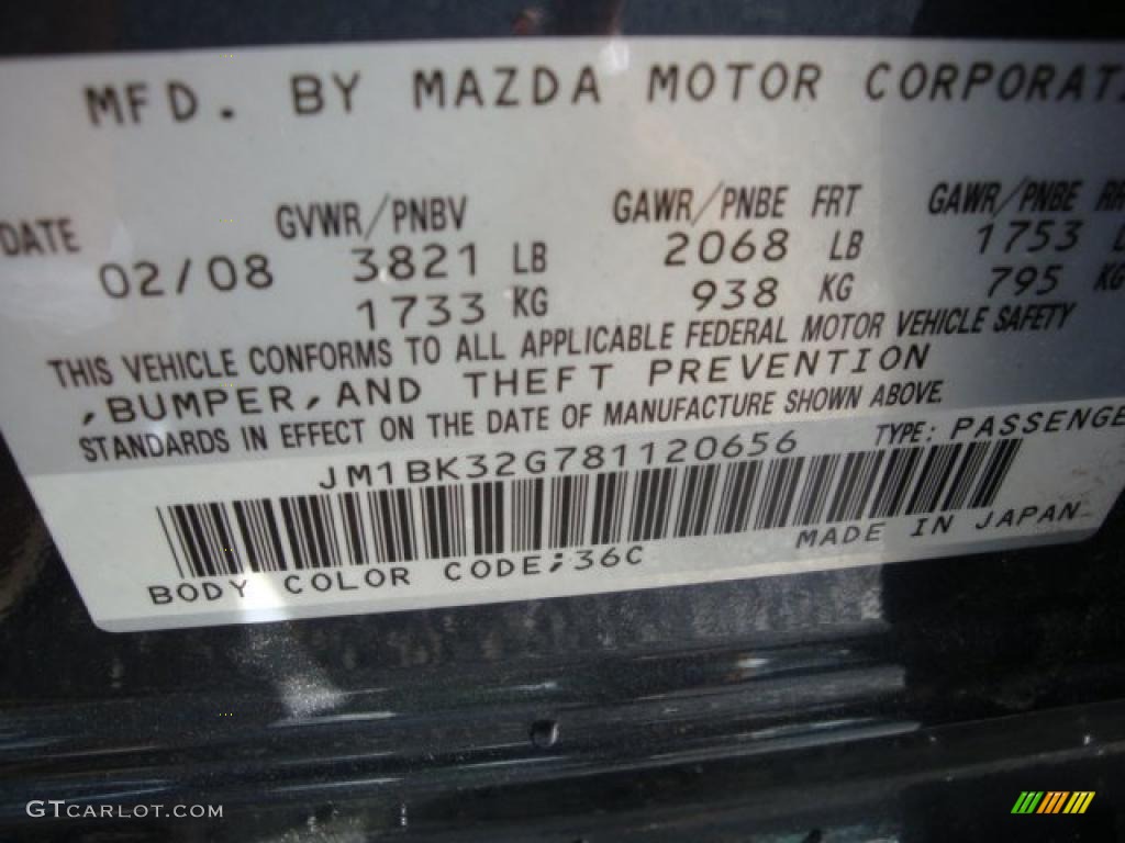 2008 MAZDA3 i Touring Sedan - Metropolitan Gray Mica / Black photo #19