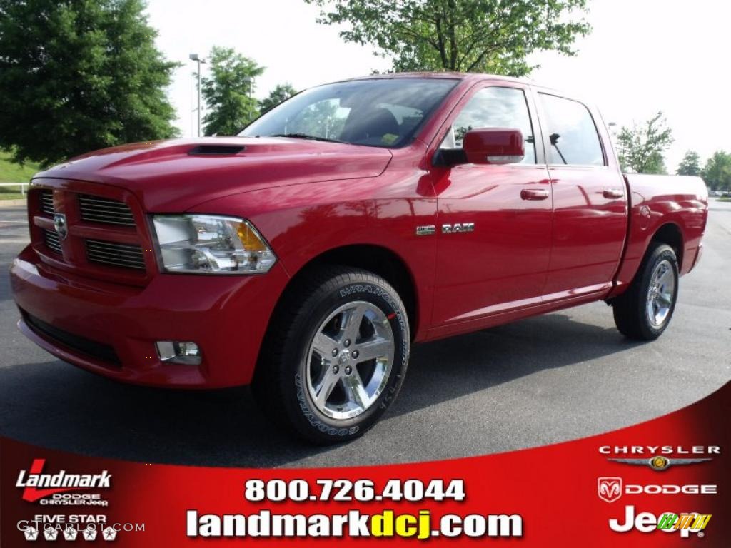 2010 Ram 1500 Sport Crew Cab - Flame Red / Dark Slate/Medium Graystone photo #1