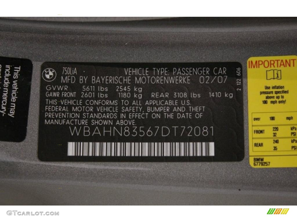 2007 7 Series 750Li Sedan - Sterling Grey Metallic / Flannel Grey photo #41