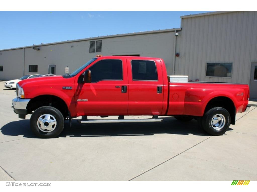 2004 F350 Super Duty XLT Crew Cab 4x4 Dually - Red / Medium Flint photo #2