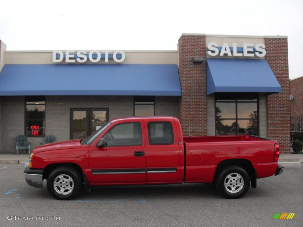2003 Silverado 1500 LS Extended Cab - Victory Red / Medium Gray photo #1