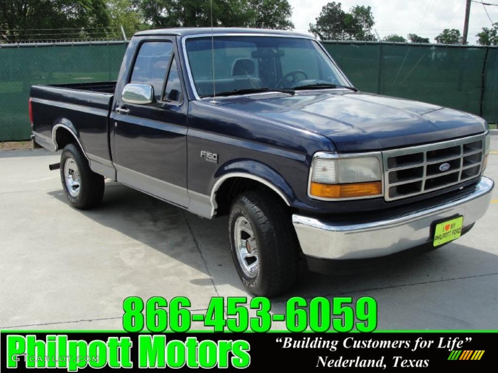 1994 F150 XL Regular Cab - Royal Blue Metallic / Grey photo #1