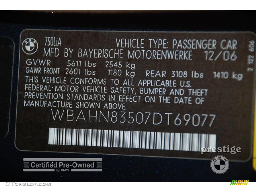 2007 7 Series 750Li Sedan - Monaco Blue Metallic / Beige photo #9