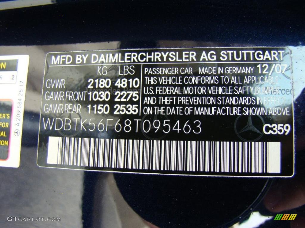 2008 CLK Color Code 359 for Capri Blue Metallic Photo #30466672