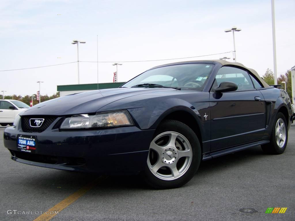 2003 Mustang V6 Convertible - True Blue Metallic / Medium Parchment photo #1