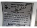 2007 Maserati Quattroporte Standard Quattroporte Model Info Tag
