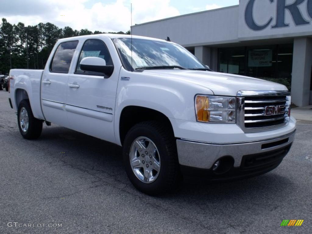 2010 Sierra 1500 SLE Crew Cab - Summit White / Ebony photo #2