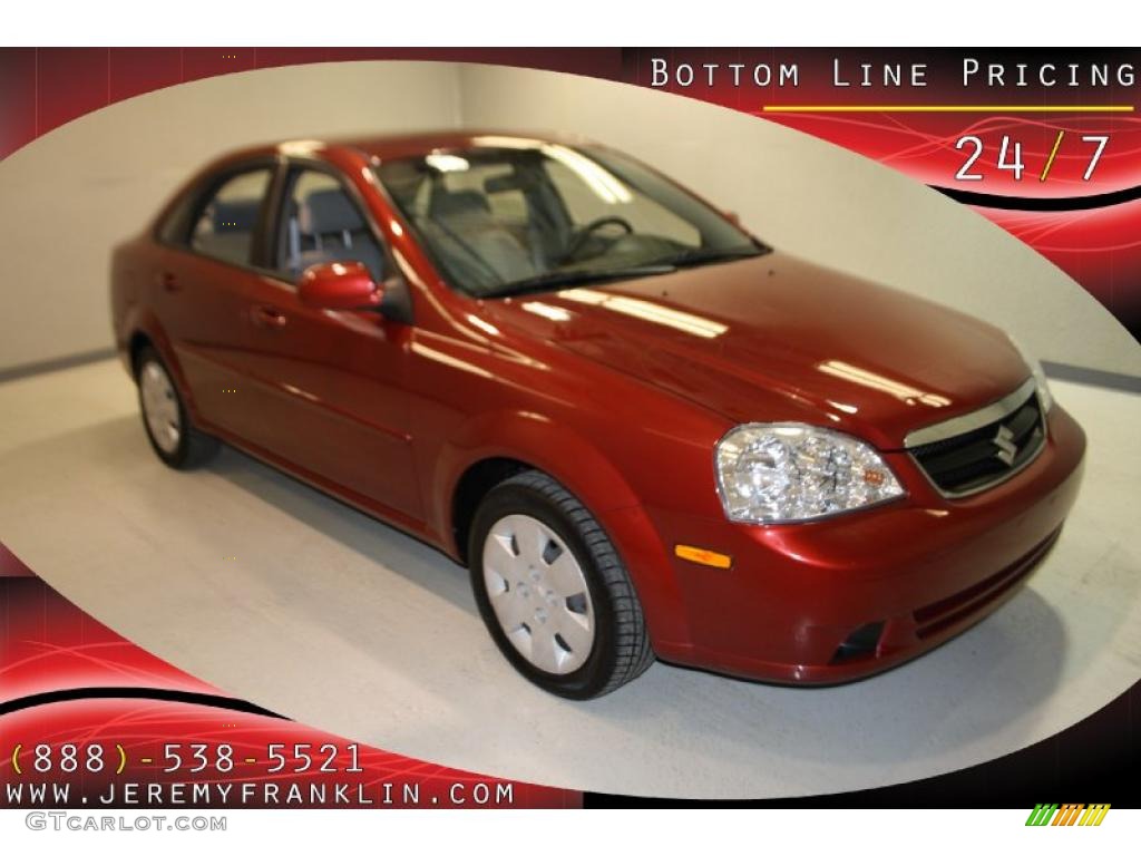 2007 Forenza Sedan - Fusion Red Metallic / Grey photo #1