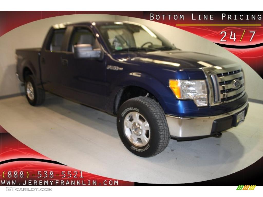2010 F150 XLT SuperCrew 4x4 - Dark Blue Pearl Metallic / Medium Stone photo #1
