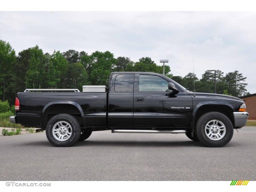 2001 Dakota SLT Club Cab 4x4 - Black / Dark Slate Gray photo #2