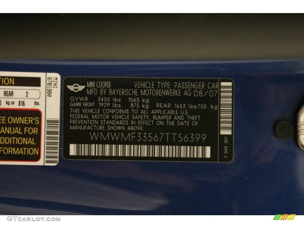 2007 Cooper Hardtop - Lightning Blue Metallic / Carbon Black/Black photo #28