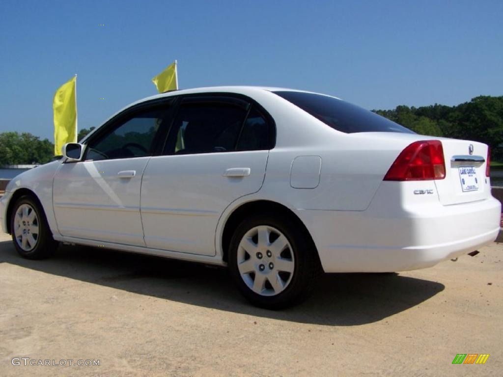 2002 Civic EX Sedan - Taffeta White / Beige photo #4