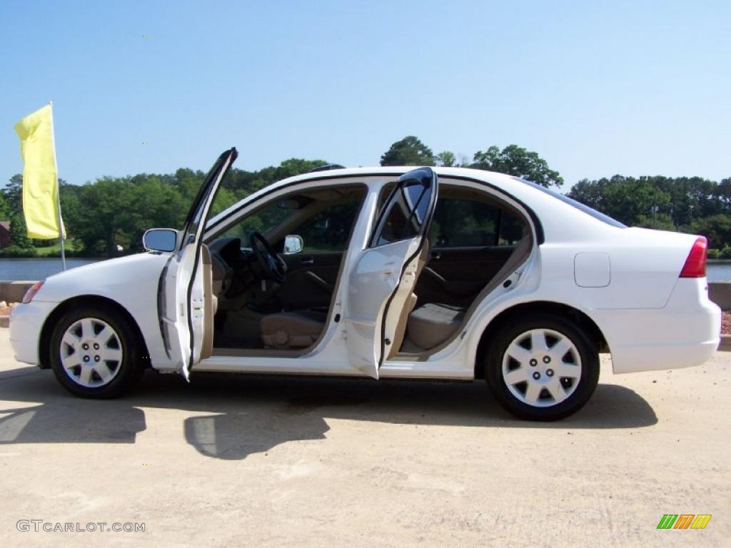 2002 Civic EX Sedan - Taffeta White / Beige photo #14