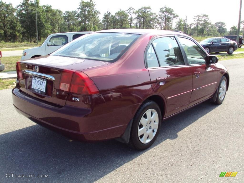 2002 Civic EX Sedan - Radiant Ruby Red Pearl / Beige photo #8