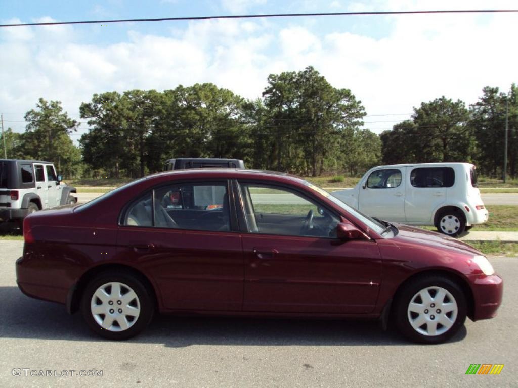 2002 Civic EX Sedan - Radiant Ruby Red Pearl / Beige photo #9