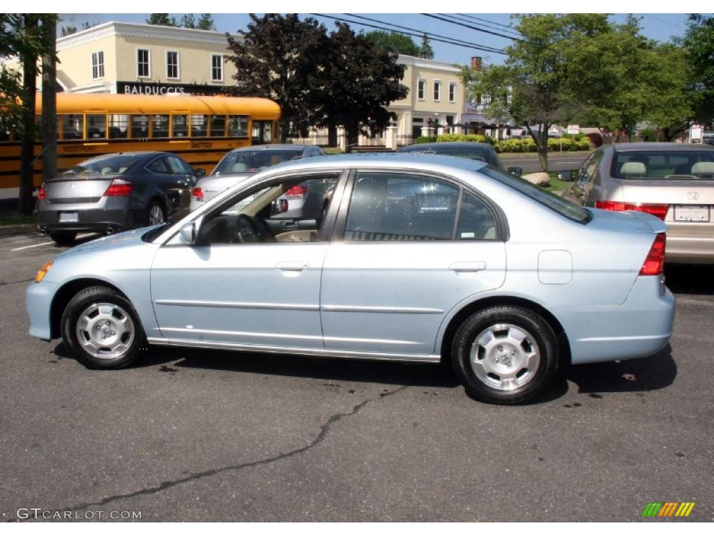 2003 Civic Hybrid Sedan - Opal Silver Blue Metallic / Beige photo #9