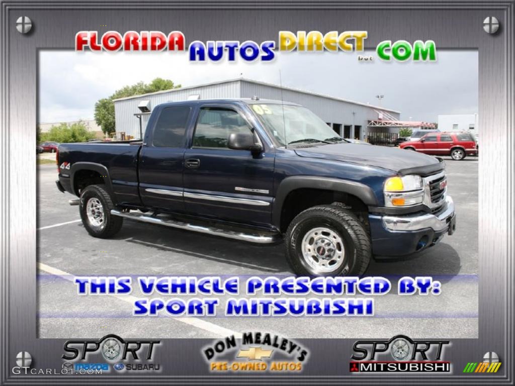 2005 Sierra 2500HD SLE Extended Cab 4x4 - Deep Blue Metallic / Dark Pewter photo #1