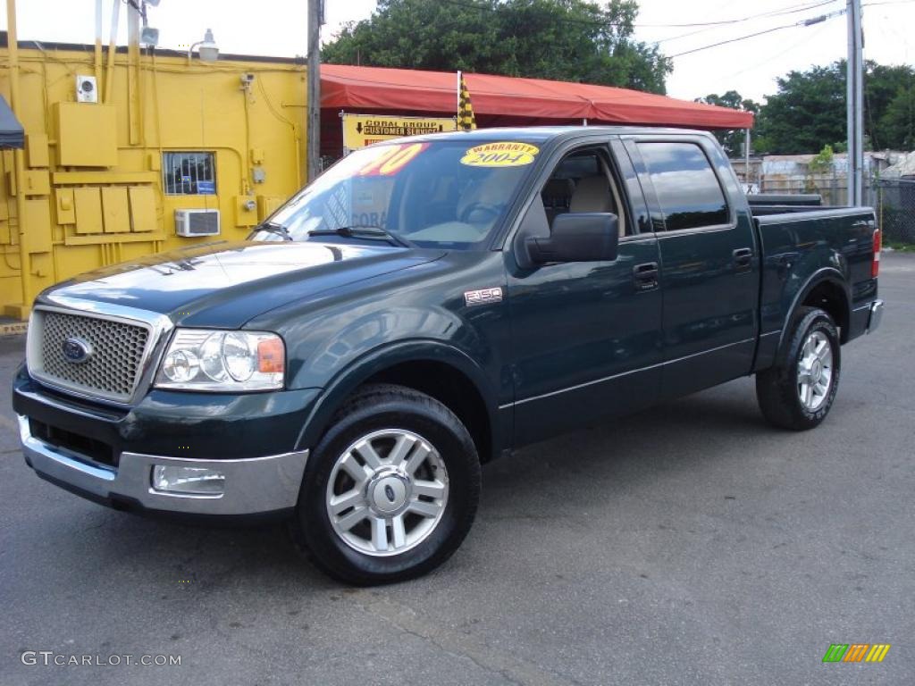 2004 F150 XLT SuperCrew - Aspen Green Metallic / Tan photo #3