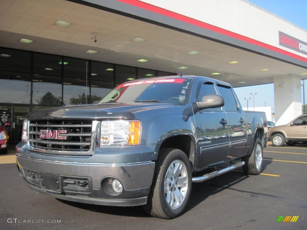 2008 Sierra 1500 SLE Crew Cab - Stealth Gray Metallic / Ebony photo #1