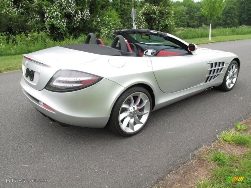 2009 SLR McLaren Roadster - Crystal Laurite Silver Metallic / 300SL Red photo #9