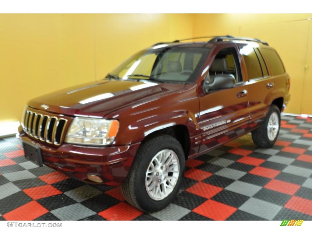 2002 Grand Cherokee Limited 4x4 - Dark Garnet Red Pearlcoat / Sandstone photo #3