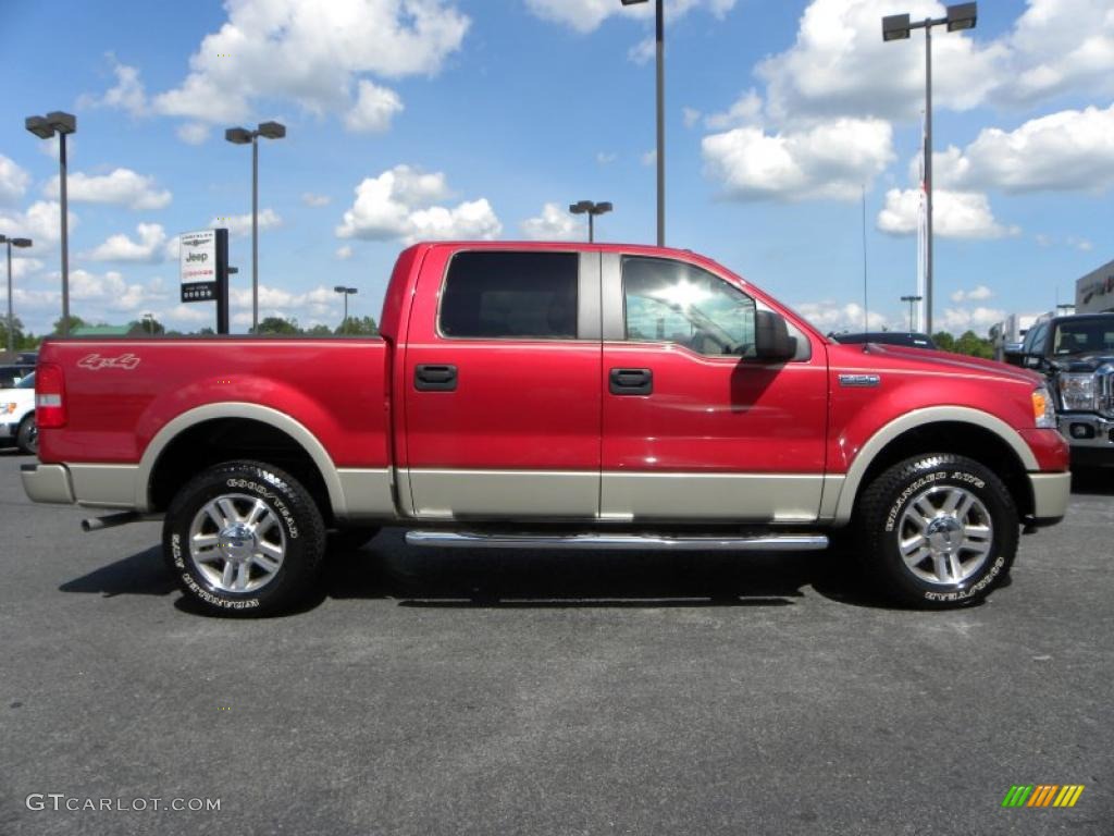 2007 F150 Lariat SuperCrew 4x4 - Redfire Metallic / Tan photo #2