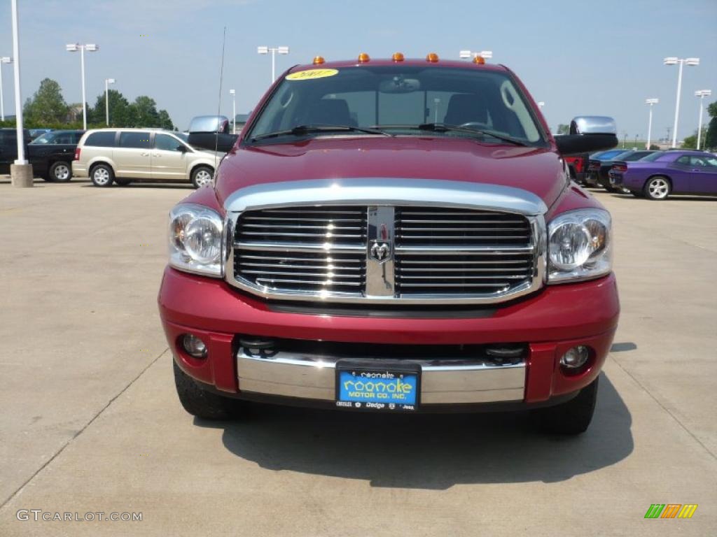 2007 Ram 3500 Laramie Quad Cab 4x4 - Inferno Red Crystal Pearl / Medium Slate Gray photo #2