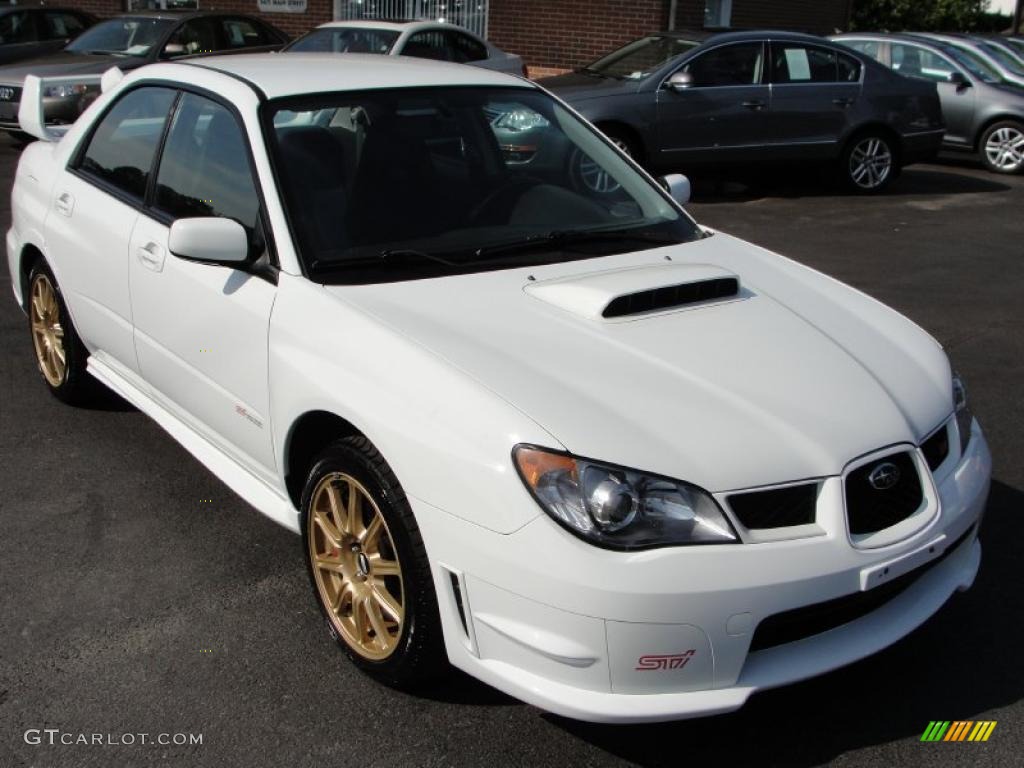 2006 Impreza WRX STi - Aspen White / Anthracite Black/Blue Alcantara photo #1