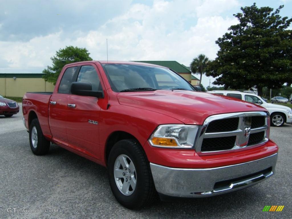 2010 Ram 1500 SLT Quad Cab - Inferno Red Crystal Pearl / Dark Slate/Medium Graystone photo #7