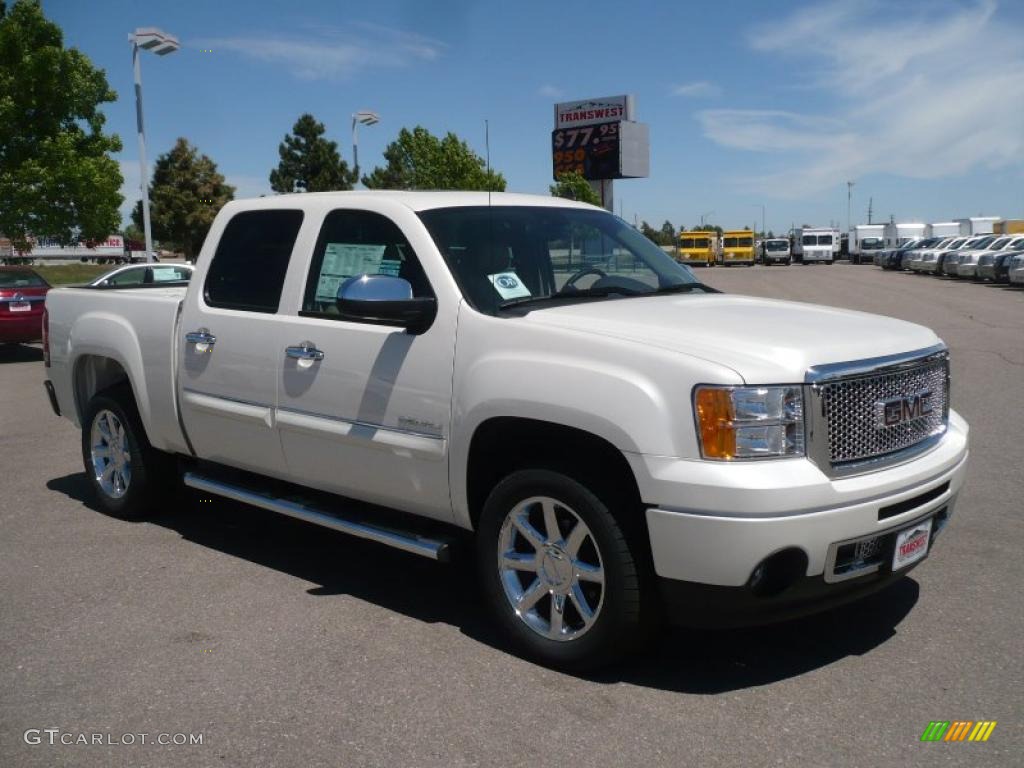 2010 Sierra 1500 Denali Crew Cab AWD - White Diamond Tricoat / Cocoa/Light Cashmere photo #1