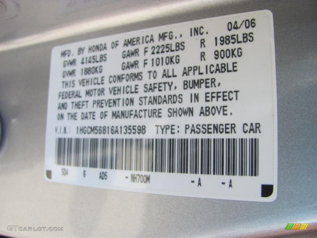 2006 Accord EX-L Sedan - Alabaster Silver Metallic / Black photo #19
