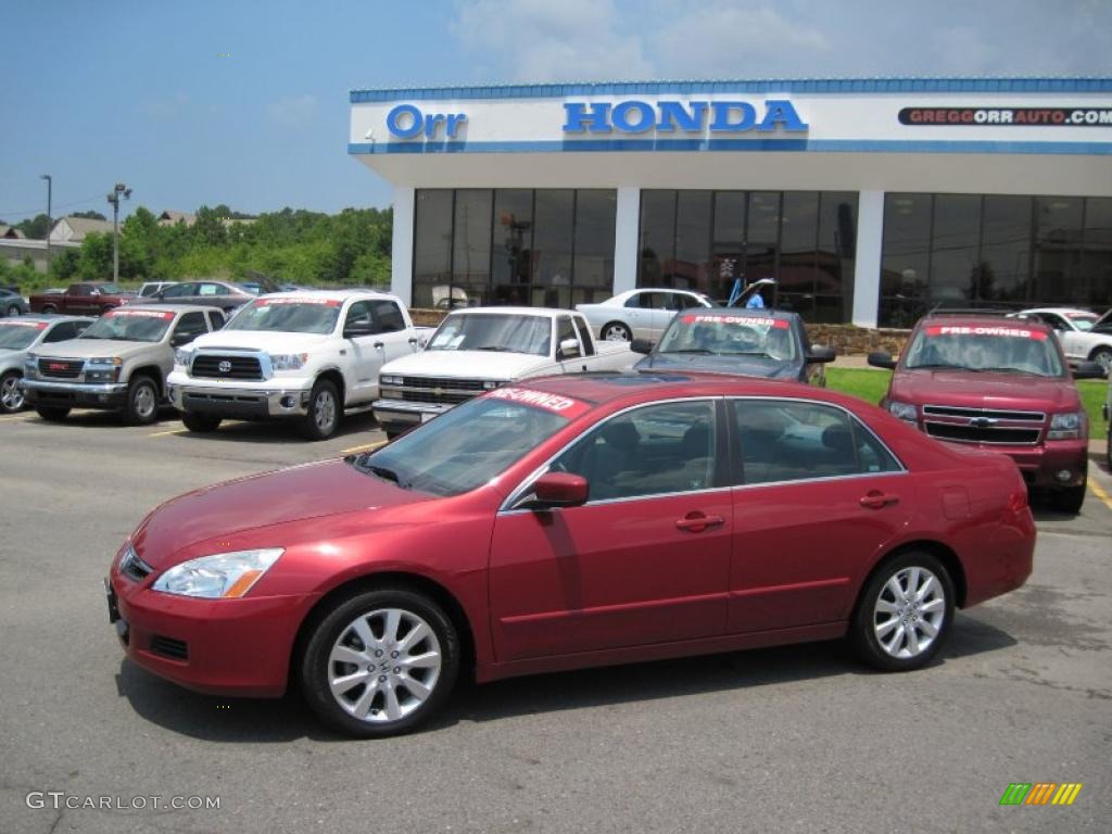 2007 Accord EX-L V6 Sedan - Moroccan Red Pearl / Gray photo #1