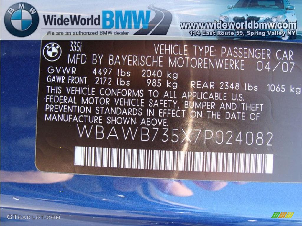 2007 3 Series 335i Coupe - Montego Blue Metallic / Black photo #16