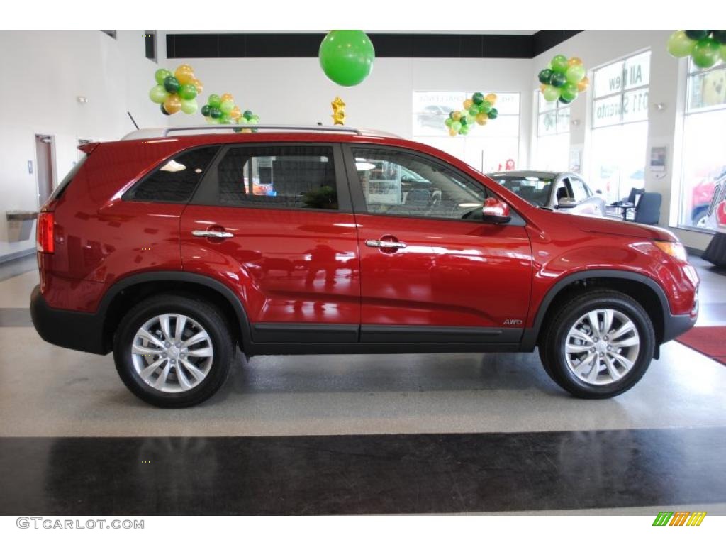 2011 Sorento EX AWD - Spicy Red / Beige photo #9