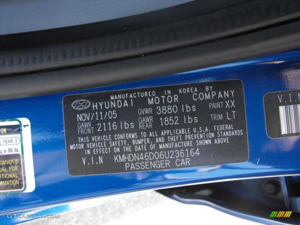 2006 Elantra Color Code XX for Tidal Wave Blue Photo #30606280